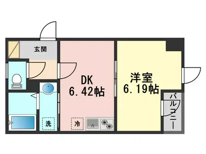 アンベリール北小岩(1DK/3階)の間取り写真