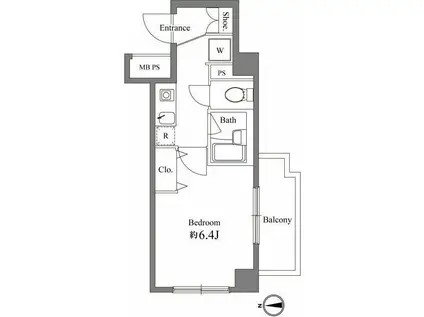 EXIA元住吉(1K/4階)の間取り写真
