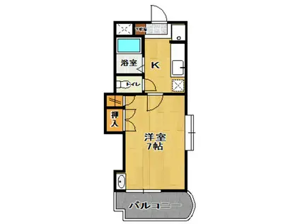 パークハイツ麓山(1K/1階)の間取り写真