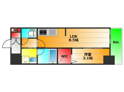 ALIVIS九条(1LDK/3階)の間取り写真