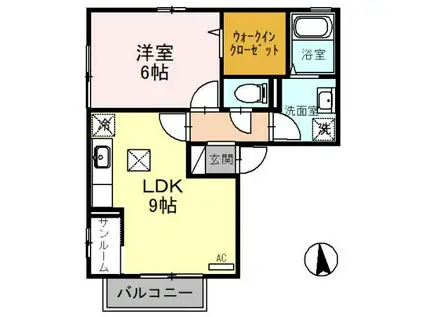 リビングタウン御経塚(1LDK/1階)の間取り写真