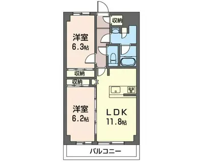 サンシャインヒルズ1(2LDK/3階)の間取り写真