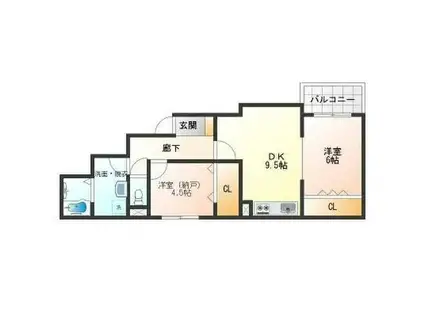 HEALING GRACE B棟(2LDK/2階)の間取り写真