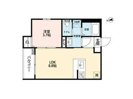 MAURURU高畑(1LDK/3階)の間取り写真