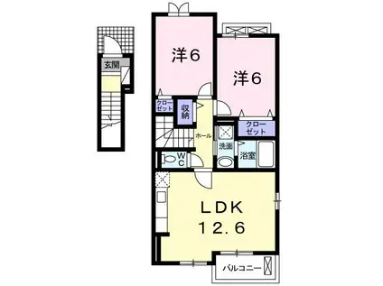 シュッド(2LDK/2階)の間取り写真