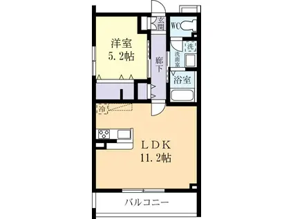 ウイングコート大町(1LDK/1階)の間取り写真