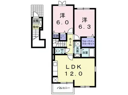 ナチュラル フラット(2LDK/2階)の間取り写真