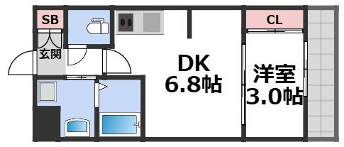 D.CLAREST本庄東FJRE(1DK/4階)の間取り写真