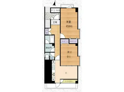 入江ビル(2K/2階)の間取り写真