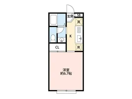コムハウス2(1K/1階)の間取り写真