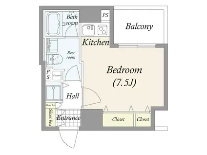 コンシェリアR 横濱桜木町(ワンルーム/9階)の間取り写真