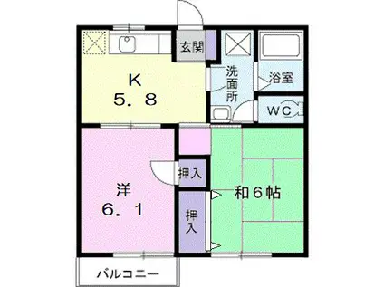 エスポワールA・B(2K/2階)の間取り写真