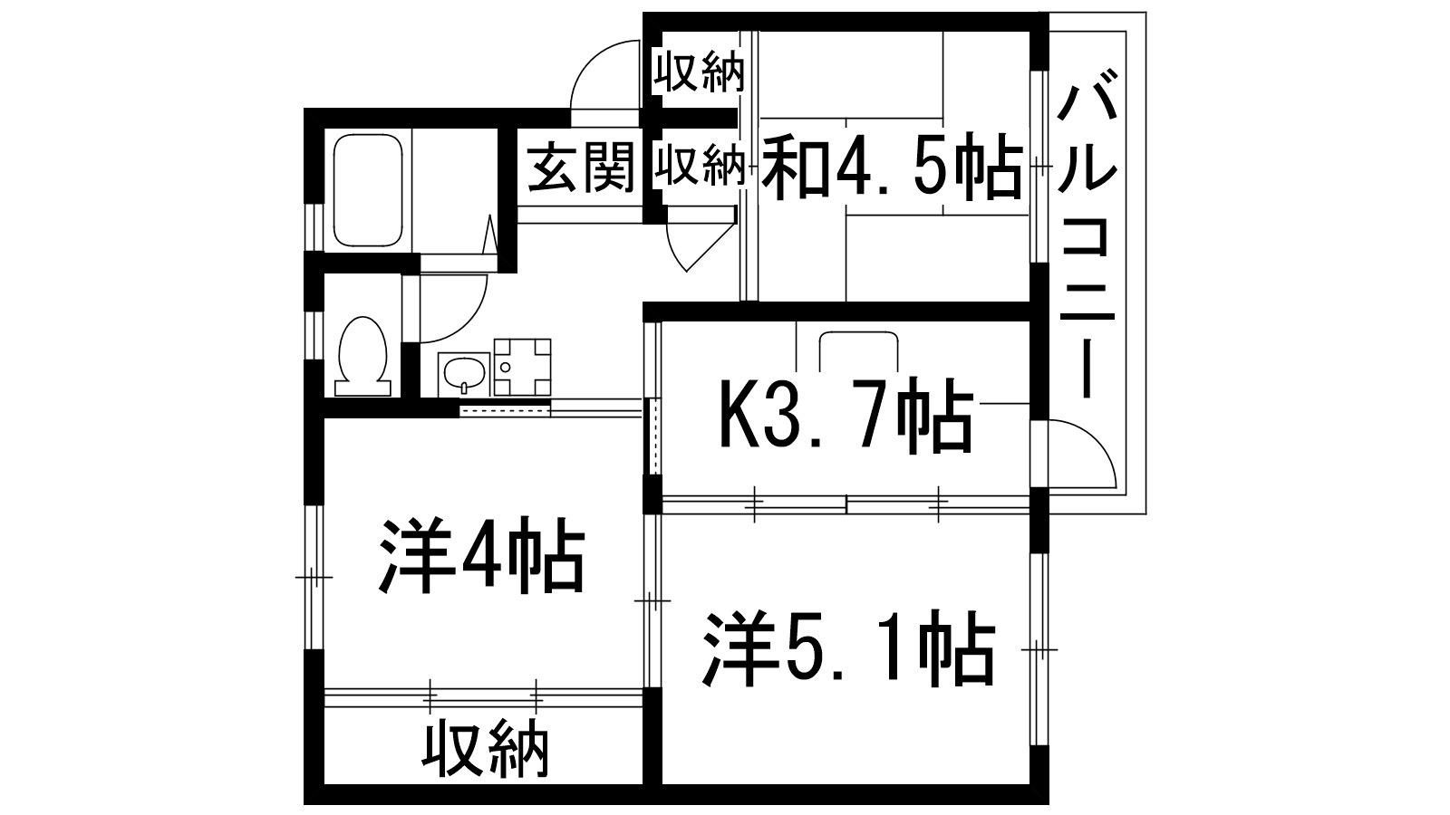 逆瀬川18号棟(3K/1階)の間取り写真