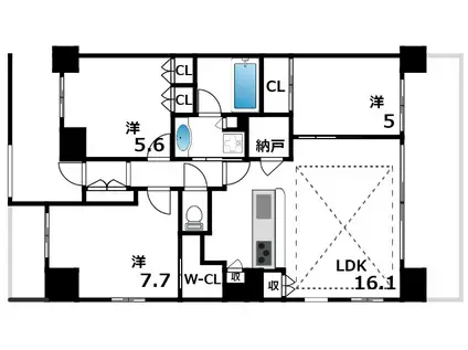 パークホームズ神戸ザ・レジデンス(3LDK/5階)の間取り写真