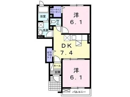 メゾン中里(2DK/1階)の間取り写真