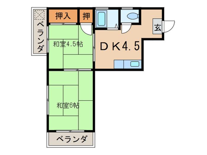 ザオーパークハイツ(2DK/5階)の間取り写真