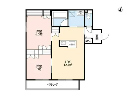 ラビアンローゼ(2LDK/1階)の間取り写真