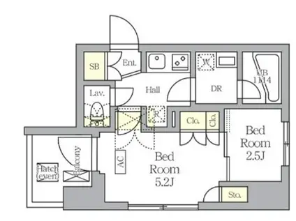 アジールコート王子(2K/5階)の間取り写真