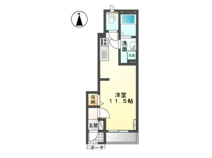 マンダリーヌ(ワンルーム/1階)の間取り写真