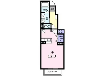 フルムーン(ワンルーム/1階)の間取り写真