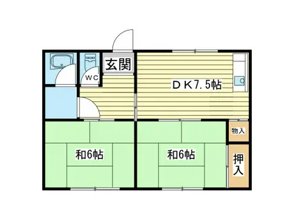 宝マンション(2DK/3階)の間取り写真