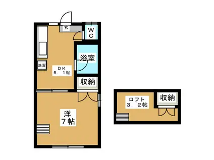 オアシスI(1DK/2階)の間取り写真