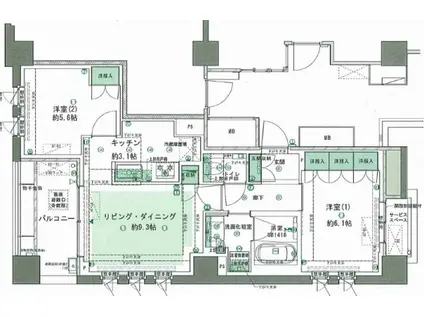 プラウドシティ小竹向原 フロントコート(2LDK/2階)の間取り写真