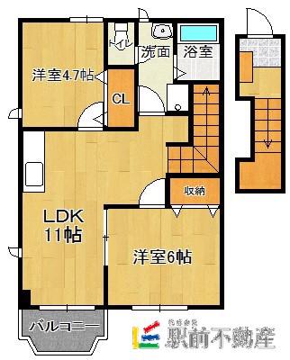 ガーデンハイムI(2LDK/2階)の間取り写真