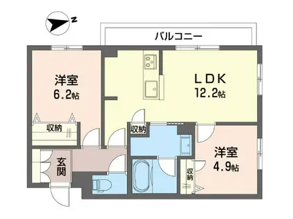 ランポポ コティ ガンダ 積水ハウスオートロックアパート(2LDK/2階)の間取り写真
