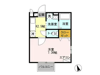 ドゥーピエース(1K/1階)の間取り写真