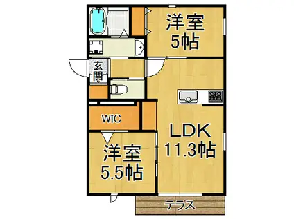 ヘーベルメゾンフィル(2LDK/1階)の間取り写真