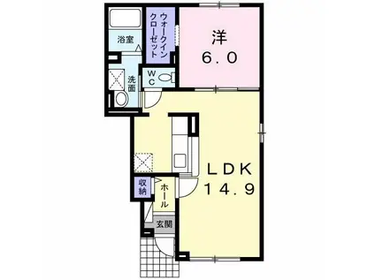 バーミィヴィラII(1LDK/1階)の間取り写真