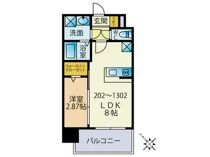 MODERNPALAZZOT天神東NEURO(1LDK/4階)の間取り写真