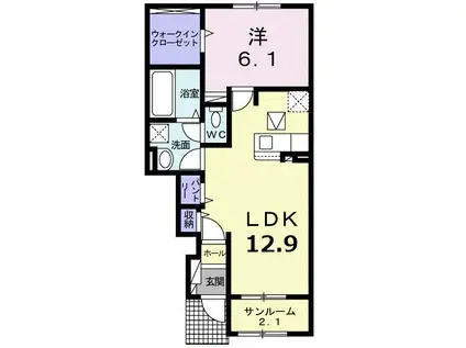 エアリー・ネオハウス I(1LDK/1階)の間取り写真