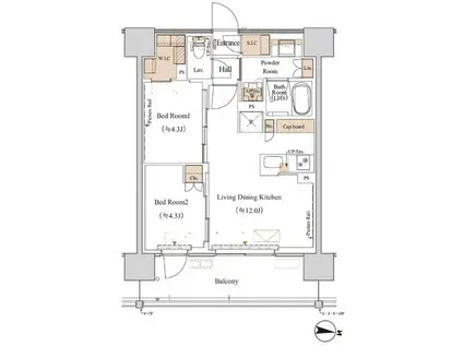 サンフレスト(1LDK/1階)の間取り写真