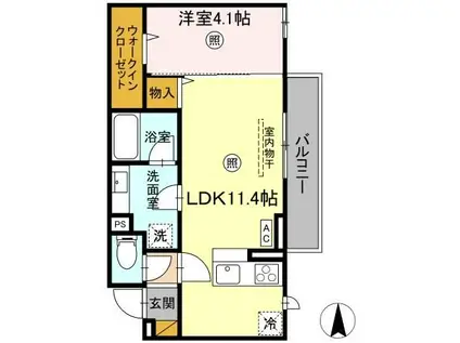 ピエドリオ(1LDK/3階)の間取り写真