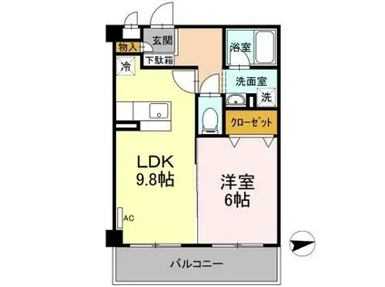 マンションマルカ サウス(1LDK/3階)の間取り写真