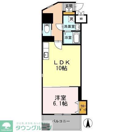 カスタリア志賀本通(1LDK/13階)の間取り写真