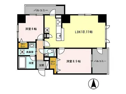 PREMIAGE泉中央(2LDK/3階)の間取り写真