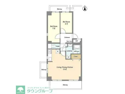 コンフォリア竹ノ塚ウエスト(2LDK/8階)の間取り写真