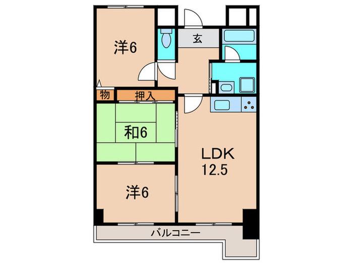 KSMレジデンス伊丹(3LDK/2階)の間取り写真