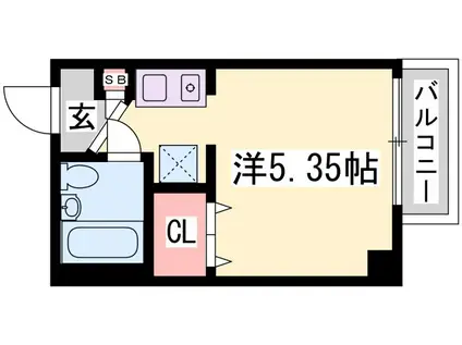 レインボーハイツ(ワンルーム/2階)の間取り写真