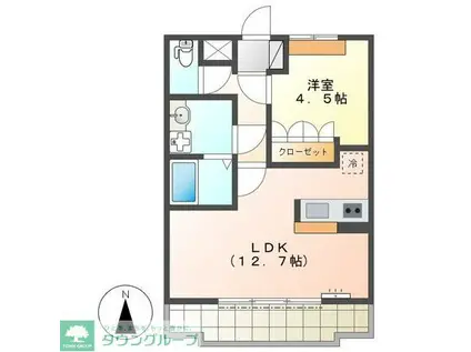 SUNGRACE I(1LDK/1階)の間取り写真