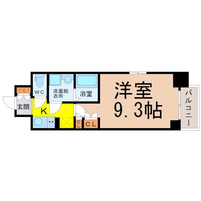 アデグランツ上前津(1K/9階)の間取り写真