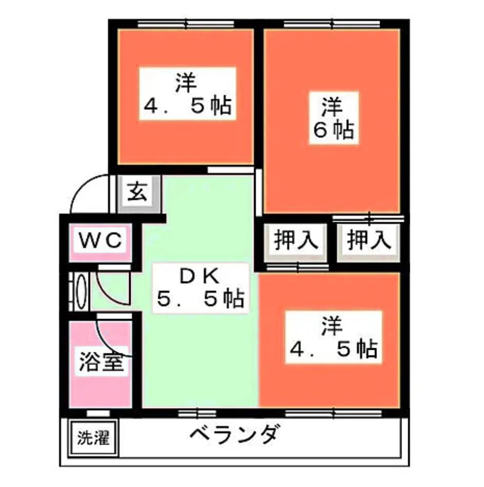 エクスト宮前I(2LDK/2階)の間取り写真