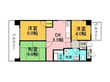 コーポ延寿荘(3DK/5階)の間取り写真