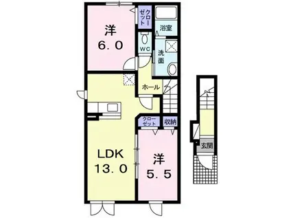 グラン シャンA(2LDK/2階)の間取り写真