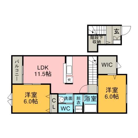グラースメゾン(2LDK/2階)の間取り写真