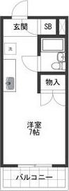 川辺529ビル(ワンルーム/9階)の間取り写真