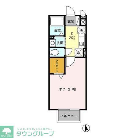 エスポワール(1K/2階)の間取り写真